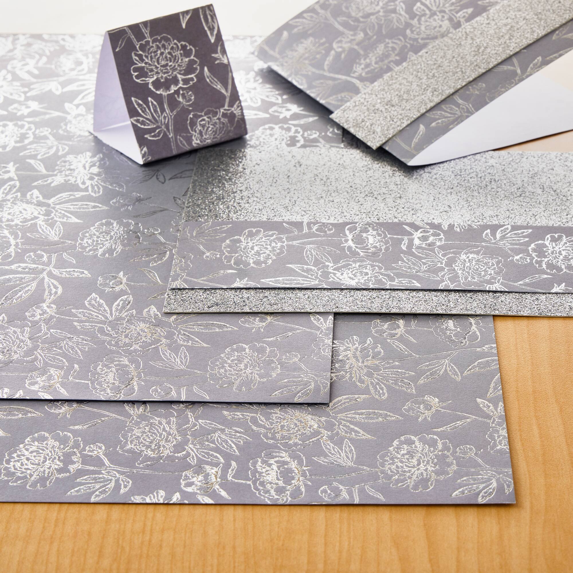 24 Pack: Gray Floral Paper by Recollections™, 12" x 12"